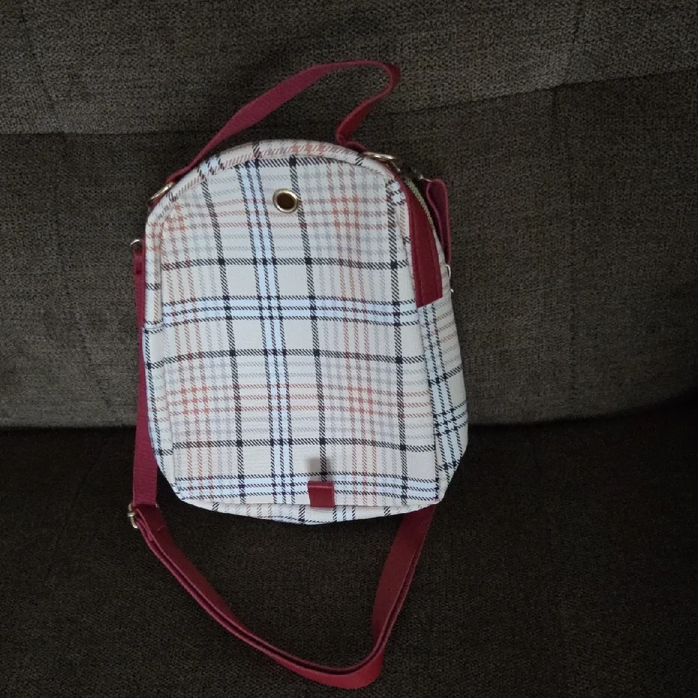 Stylish Pink and White Plaid little Girls Bag
